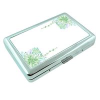 Flower Em1 Hip Silver Cigarette Case Id Holder Metal Wallet 4" X 2.75" RFID Protection