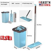 Lovely999 Self Cleaning Drying Wringing Mop Bucket System Flat Floor with Microfiber Pad