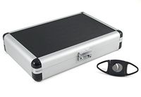 Black & Silver Travel Cigar Humidor with Cutter