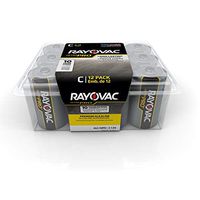 Rayovac Batteries ALC-12PPJ UltraPro Industrial Alkaline Battery, C Size, Standard, Black (Pack of 12)