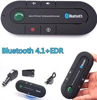 Bluetooth Car Speakerphone, Bluetooth 4.1 Wireless Audio Music Receiver Sun Visor Portable Hands Free Bluetooth Kit v4.1+EDR with USB Cable, Adapter for iPhone, iPad, Samsung Galaxy & More