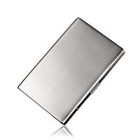 NACHEN Slender Cigarette Case for Women Stainless Steel Brushed Cigarette Holder Box Holds 12 Slim Cigarettes,Silver,106X73x10mm