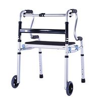 HYXQY-ZY Folding Walker with Seat and 2 Wheels- Adjustable, Portable, Lightweight, Compact Elderly Walking Medical Mobility Aid for Handicap | Bariatric Adult Walking Frame (Color : with Roller)