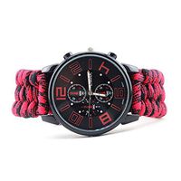 Multifunctional Survival Paracord Bracelet Watch, 7 in 1 Waterproof Emergency Survival Luminous Watch Including Rope Whistle Watch Compass Fire Starter,D
