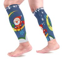 LEVEIS Snowman Caribou Deer Holidays Winter Season Calf Compression Sleeves 1 Pair, Leg Performance Support for Shin Splint Calf Pain Relief Men & Women Guards Sleeves for Running Cycling