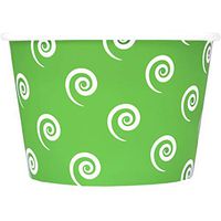 [100 Count] Green Paper Ice Cream Cups - 8 oz Swirls And Twirls Disposable Dessert Containers Perfect For Yummy Treats! Frozen Dessert Supplies