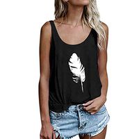 Tanks For Women 2019, Liraly Ladies leaf Print Vest Sleeveless Loose Crop Tops T-Shirt(Black,US-4 /CN-S)