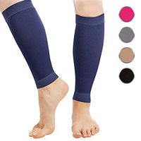 Calf Compression Sleeve for Men and Women - 1-Pair, 23-32 mmHg - Footless Socks for Shin Splint and Leg Cramps Pain Relief, Running, Sports, Travel - Navy, X-Large