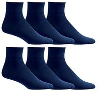 Yacht & Smith Loose Fit Non-Binding Soft Cotton Diabetic Crew and Ankle Socks, Bulk Value Pack (6 Pack Navy Ankle, Men (10-13))