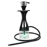 18" Acrylic Hookah Kit Set with Color LED Light Portable Hookah Shisha Set with Everything Mini 1 Hose Hookah Complete Set (Color : Black)
