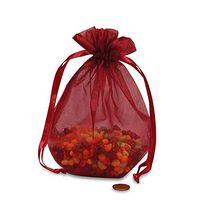Burgundy Organza Bags with Round Bottom | Quantity: 30 | Width: 6 1/2" Gusset - 4"