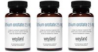 Weyland Brain Nutrition: Lithium Orotate 2.5mg (3 Bottle), 180 Vegetarian Capsules, Lithium Supplement Supports Healthy Mood, Behavior, Memory and Wellness