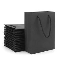 Paper Bags, Eusoar 20pcs 7.8" x 3.9" x 11" Black Kraft Paper Bags with Handles Bulk, Shopping Bags with Handles, Lunch Bags, Merchandise Bag, Party Bags, Retail Handle Bags, Wedding Bags