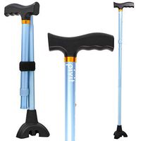Pivit Walking Cane for Men & Women | Self Standing, Adjustable Offset Balance Stick 4 Point Quad Cane Tip | Lightweight & Sturdy Mobility Walker Aid for Arthritis, Elderly, Seniors & Handicap (Blue)