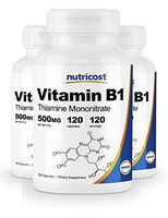 Nutricost Vitamin B1 (Thiamin) 500mg, 120 Capsules (3 Bottles)