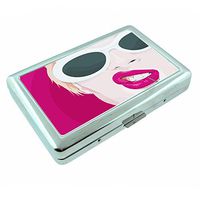 Bad Girls Pin Up Girl Model Silver Cigarette Case S8 Metal Wallet Id Holder 4" X 2.75" RFID Protection