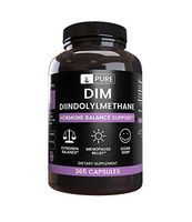 DIM Diindolylmethane, 365 Capsules, 1 Year Supply, No Magnesium or Rice Filler, Non-GMO, Gluten-Free, Made in USA, High Absorption, Undiluted Diindolylmethane with No Additives