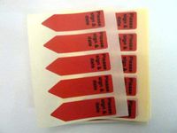 Minilabel 125 X Red Alert Arrow Labels , Please Sign & Date , Removable Low Tack Stickers For Documents, Letters Or Contracts