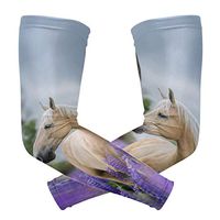 WXLIFE Lavender Animal White Horse Sun Uv Protection Sport Arm Sleeves for Men Women Kids Running Basketball Cycling Arm Warmer Sleeves 1 Pair