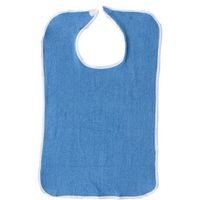 Adult Bib or Clothing Protector Reusable Washable Extra Long 18x36 Royal Blue with Velcro Closure (Pack of 4)