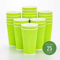 16 oz Eco Green Paper Coffee Cup - Ripple Wall - 3 1/2" x 3 1/2" x 5 1/2" - 25 count box - Restaurantware