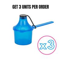 The Scoopie (3 Count, 8 Ounces Per Unit, Blue) Travel Ready Supplement Container, On The Go Powder Formula Storage, Scoop with Attached Funnel Dispensing System for Baby Bottles and Water Bottles