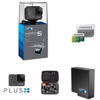 GoPro HERO5 Black 4K Action Camera , Samsung 64GB Memory Card , GoPro Rechargeable Battery , AmazonBasics Carrying Case for GoPro - Large with GoPro Plus