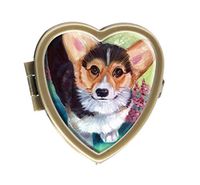 Pembroke Corgi Puppy Design Bronze Pill Case Box Western Medicine Tablet Holder Decorative Bronze Pill Box for Pocket or Purse