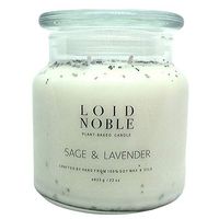 LOID NOBLE’s Sage and Lavender Essential Oil Soy Wax Candle with Organic White Sage | Cleansing | Relaxant | Healing | Purifying | Aromatherapy | Hand Poured | Double Cotton wicks | Coloring Free