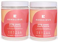 Konscious Keto Shake: MCT Oil, Avocado Oil, Grass Fed Protein, Low Carb High-Fat Keto Meal Replacement (Strawberry Cheesecake) (2-Pack)