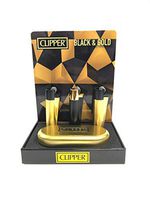 CLIPPER Full Metal Pipe Lighter Black and Gold with CASE