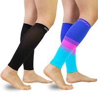 Compression Calf Sleeves (20-30mmHg) for Men & Women - Leg Compression Socks for Shin Splint,Running,Medical, Travel, Nursing (A - Black+Colourful, Large)