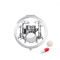 Song Music Drum Kit Energy Illustrate Travel Pocket Pill case Medicine Drug Storage Box Dispenser Mirror Gift