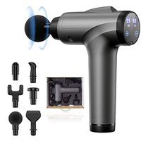 GINNO 30 Speeds Massage Gun Deep Tissue Percussion Muscle Massager Therapy Massage Gun for Athletes Cordless Electric Pulse Massager Fascia Gun for Body with 6 Heads(Silver)