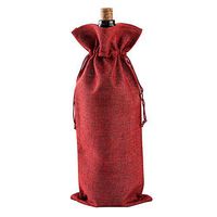 LanTian Wine Bag, 10 Packs 14 x 6.5 Inch Burlap Wine Bags Drawstring Pouch Bottle Gift Bags for Wine Tasting Party Dinner Birthday Wedding Favors Christmas Thanksgiving Halloween (Wine Red)