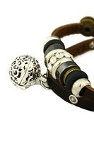 Modern Brown Charm Essential Oil Diffuser Leather Bracelet- Lava Stone Bead- For Personal Aromatherapy