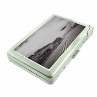 Metal Cigarette Case with Built in Lighter Alien Abduction D6 100's Size Cigarettes Silver Metal Wallet 4.75" X 2.75" RFID Protection