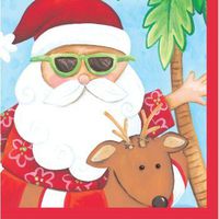 Santa's Holiday Christmas Beverage Napkins 18 Per Pack