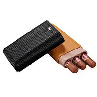 Humidors Cigar 3 Sticks Moisturizing Holster Travel Cigar Portable Cigar Case Sealed Moisturizer (Color : Black, Size : 3.817.89cm)