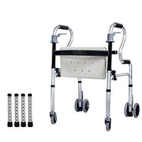 F&T Dual-use Walker, Walking Frame Foldable Adjustable Height Cane Old Man Cane Four Feet Elderly Walker Chair Stool Cane Old Man Walking Stick Light Multifunctional Cane Chair (Color : Silver)