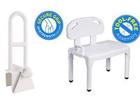 Vaunn Medical Bathtub Safety Rail Grab Bar and Shower Transfer Bench Chair Bundle