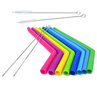 Reusable Silicone Straws Extra Long Flexible Bend Smoothies Straws with Cleaning Brushes BPA Free for 20 33 OZ Tumbler Yeti