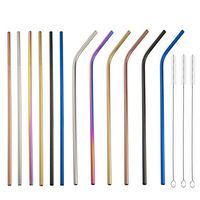 Set of 12 Reusable Drinking Straws,Multicolor Extra Long 10.5'' Stainless Steel Straws with 3 Brushes and Carry Bag,Environment-Friendly Metal Straws for 20/30oz Tumbler,Starbucks, Mason Jar