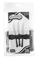Sophistications [40 Count] Elegant Disposable Plastic Clear Knives with Black Handle, Great for Weddings, Dinners, Events, Catering, Parties, Buffets, Receptions