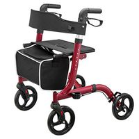 MYJZY Walkers for Seniors,Collapsible Rollator Walker with Seat and Wheels Medical Walking Aids,Elderly Rolling Walking Frame Aluminum Alloy Mobility Aids,Red