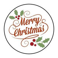 (30 Stickers) Merry Christmas Envelope Seals Stickers Favors, X-Mas, Holly, Red and Green