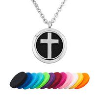 Infinite Memories Christian Cross Essential Oil Diffuser Necklace Pendant Stainless Steel Locket Aromatherapy