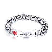 VNOX WARFARIN Bracelet Stainless Steel Medical Alert ID Bracelet for Unisex 8.3"
