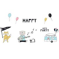 Wall Decals for Kid's Bedroom, Cartoon Fox Bear Wall Murals Sticker PVC DIY Romovable Easy Peel Vinyl Decal Gilr's Adults Bedroom Living Room Family Home Decor (Multicolor)