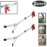 2 Pack Red Reacher Grabber, 32" Extra Long Foldable Reacher Handy Reaching Aid Lightweight Aluminum Grab Arm Extender Tools for Trash Pick Up, Garden Nabber, Mobility Aid Pick Up Tool